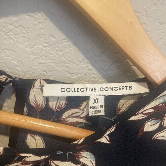 Collective Concepts Blue Floral MIDI Dress Sleeveless Band Collar Pullover XL - Picture 4 of 12